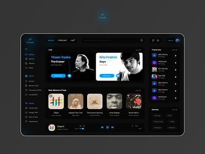 Goodie Music Player App adobe xd android app design branding daily 100 challenge daily ui design graphic design interface mobile app music app music player ui uidesign uiux user experience userinterface