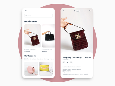 High-end Handbag Collection app app design branding clean clothing fashion handbags minimal mobile typography ui ux web