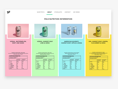 Pals Re-design alcohol bold bright colour commerce design flat food health nutrition ui ux web web design website