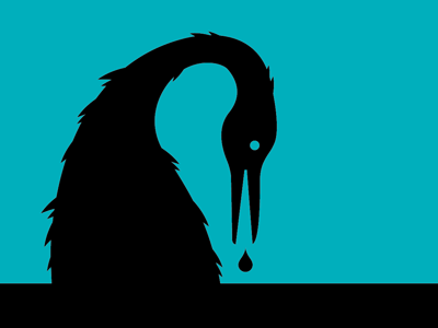 Feathers bird black blue bp illustration oil spill vector