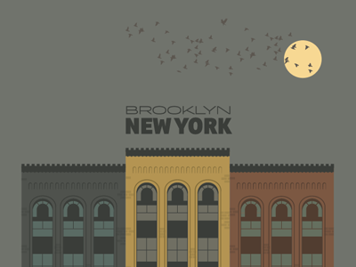 Brooklyn birds brooklyn buildings dark illustration moon vector