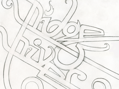 Ridge 2 River hand drawn paper pencil sketch type typography