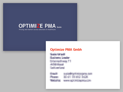 OPTIMIZE business cards blue business cards red white