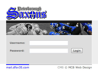 Saxons CMS login form american cms football login page peterborough saxons