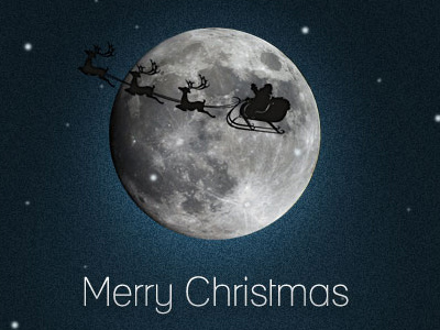 Merry Christmas card christmas email merry moon reindeer santa sleigh xmas