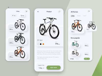 E-Bike Retal App app design minimal ui ux website