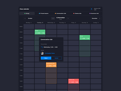 Schedule Dashboard  — Dark theme