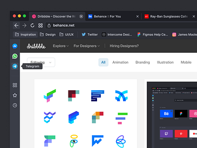 Opera redesign concept - Dark theme bookmarks browser dark theme design interface product tabs ui ux web