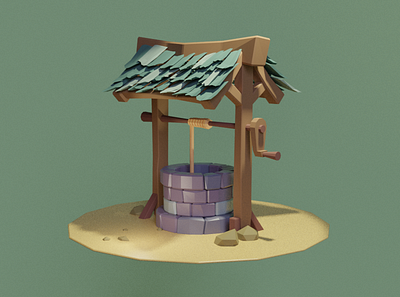 A Low Poly Well 3dcg blender blender3dart illustration lowpoly lowpoly3d lowpolyart