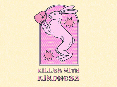 Kill'em With Kindness adobe photoshop apparel graphics badge logo branding design hand drawn illustration rabbit rabbit logo retro logo shirt shirtdesign tshirtdesign tshirtdesigner vintage badge