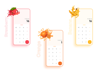 Fruity Calculator UI adobe xd adobexd banana calculator calculator ui colourful design graphic mobile mobileapp orange strawberry ui