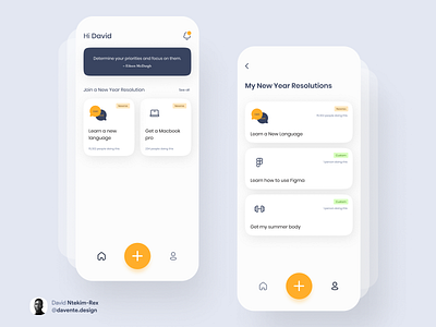 New Year Resolution Mobile App UI Design