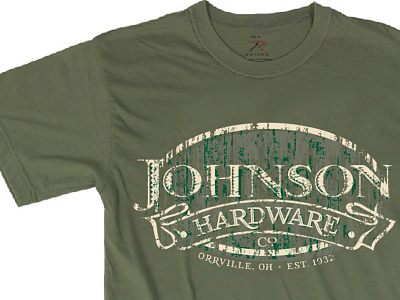 Johnson Hardware Tee distressed green hardware ohio orrville sign tee tshirt vintage worn