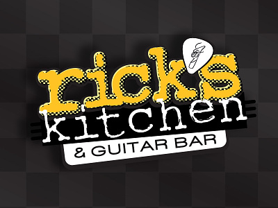 Rick's Kitchen & Guitar Bar logo band bar celebrity cheap trick food kitchen logo restaurant rick nielson rock roll