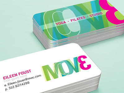 MOV3 Business Cards business cards exercise feminine fitness gradient logo motion movement pilates studio yoga