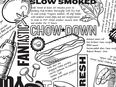 QSR Food Patterning draw food fun hand hot dog illustration ketchup mustard pattern restaurant sketch tomato