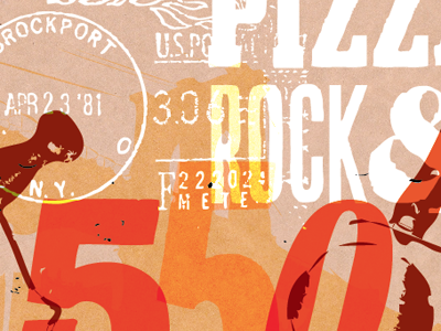A Pizza Joint beer food letterpress new york pizza postage restaurant slice wine wood type