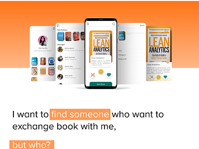 Mobile Application for Book Swapping app flat ui ux