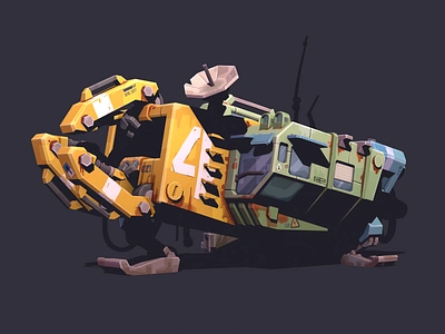 Garbage collector 3d blender handpaint handpainted low poly spaceship