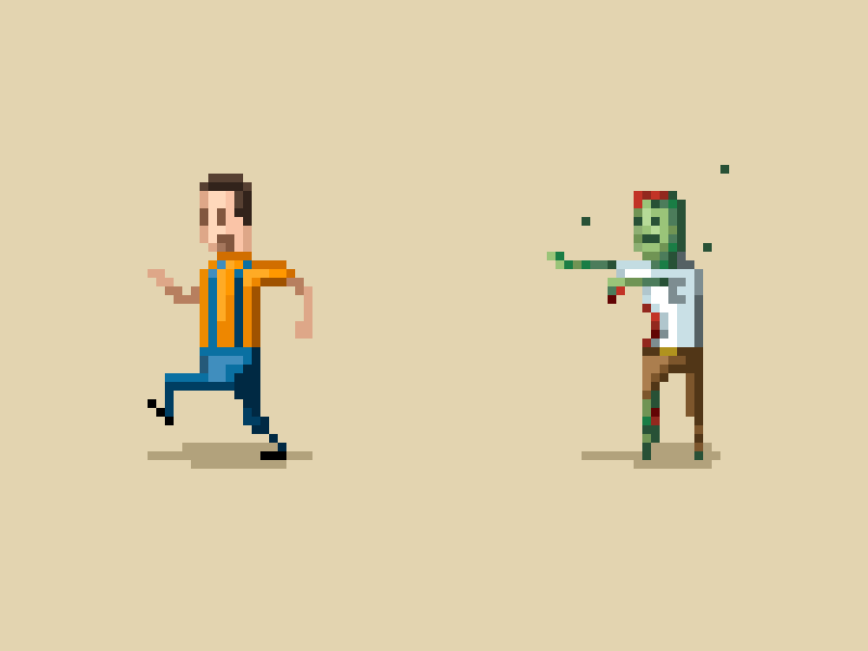 Fast food animation endless pixel run zombie