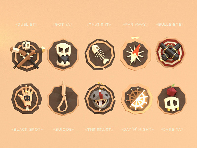 Badges for a game 3d blender game low poly pirate