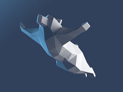 Flying bear bear faceted low poly polygon
