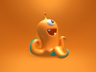 Happy little mate alien blender character octopus