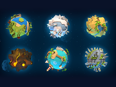 Tiny worlds blender game gamedev lowpoly planet space