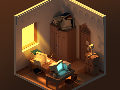 Office blender low poly office room