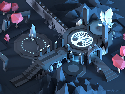"Sacred seasons" game concept environment faceted game game dev level low poly