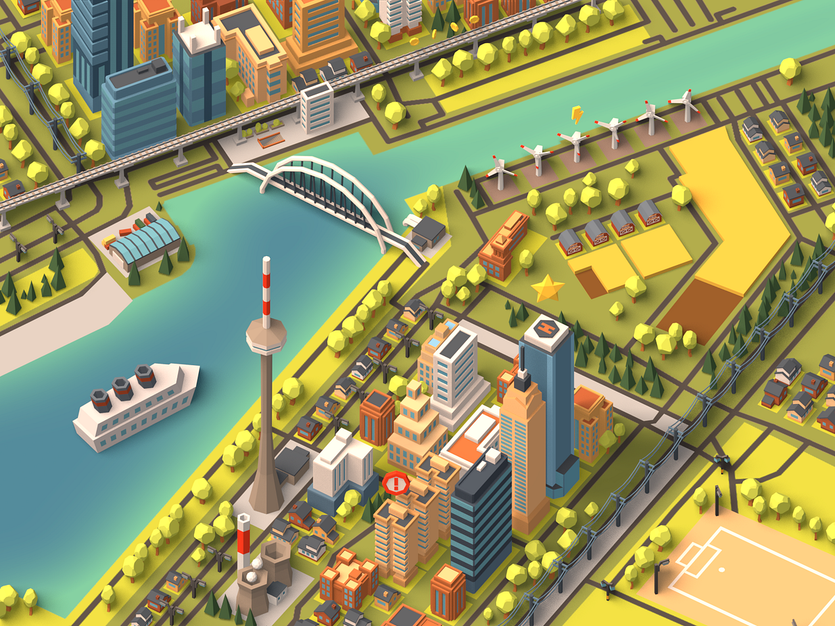 Tiny city animation by Alex Pushilin on Dribbble