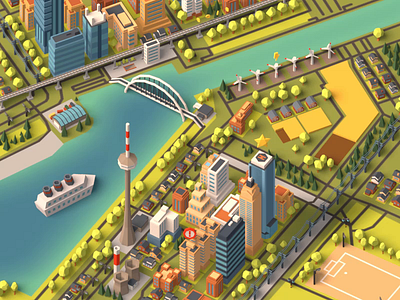 Tiny city animation 3d animated animation blender city faceted game game art game dev gamedev loop looped low poly