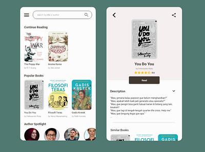 E-book Reader e books mobile app ui ux