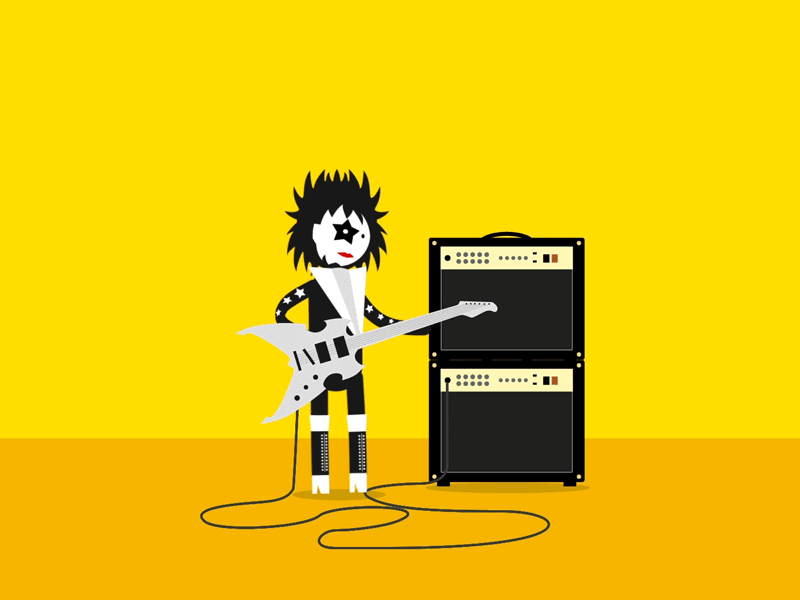 Kiss My Axe 2d animation animatedgif flat guitar kiss speaker