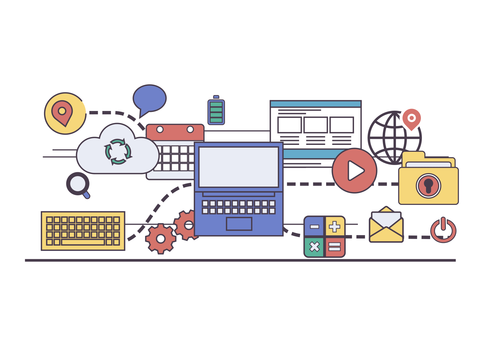 Business & Computing animation battery computing flat illustration json keyboard laptop lottie simple web