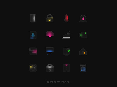 Smart home icon set app colorful design devices glassmorhism icon set icons illustration mobile smart home ui