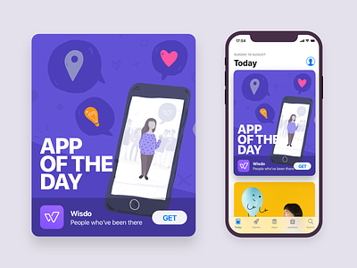 App Of The Day app app of the day apple appstore button design illustration logo mobile purple responsive typography ui ux wisdo