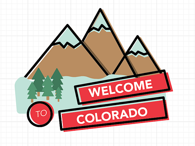 Welcome To... city colorado flat mountain offset outline sketch snow thick