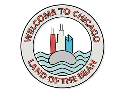 Welcome to Chicago bean chicago flat heavy offset outline thick welcome