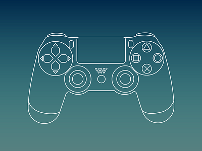 PS4 controller line work. bezier controller ds4 game gaming gradient line work minimal ps4 simple vector