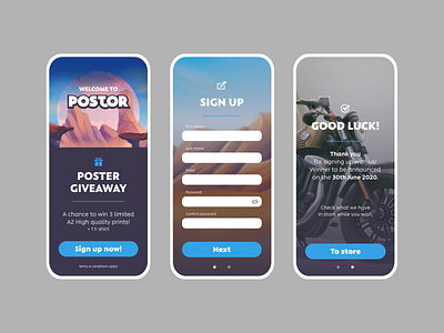 Daily UI Challenge - Day 1 - Sign up form app branding dailyui design flow giveaway graphic design illustration minimal mobileapp registration signin signup ui userexperience userinterface ux