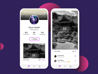 Daily UI Challenge - Day 6 - User Profile app branding daily challange dailyui design graphic art graphic design japan kyoto minimal photography ui ux