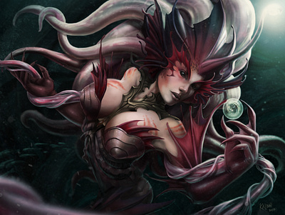 Deep Sea Zyra Fan Art concept art concepts deep sea digital art digital illustration digital painting digitalart illustration jellyfish leagueoflegends mermaid mermaids sea creature sea creatures water zyra