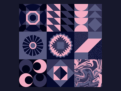 NEO GEO SQUARE PATTERN abstract background block dark design geometric illustration mural pattern shape swiss vector