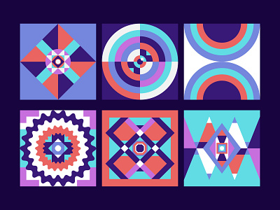 Colorful Abstract Geometric Blocks. abstract blocks circular colorful composition design fabric geometric geometric art geometry negative space overlapping pattern print shape shapes square squares textile tile