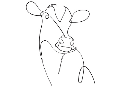 Monoline cow animal cow drawing illustrations vector