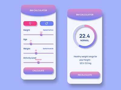 BMI calculator bmicalculator calculator design dailyui 004 dailyuichallenge uidesign