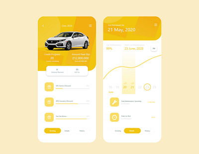 Car Credit and Maintenance - UI Design android app app design branding design flat design iphone minimalist ui ui design ux ux design vector web yellow
