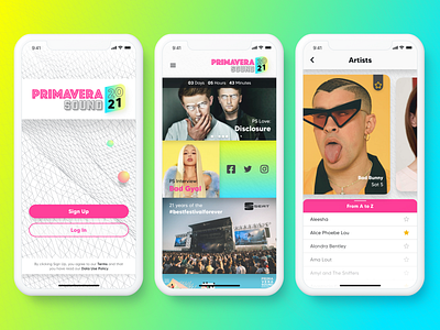 Music Festival App app festival festival app festivals music primavera ui ui design ux ux design