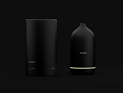 NAORU aromatherapy black and white comfort diffuser electronic goopanic home minimalistic packaging render simple